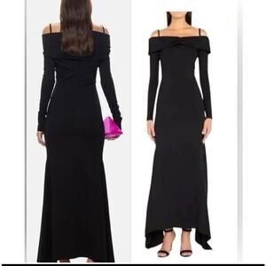 The Attico Black Fanny Cold Shoulder Jersey Gown - XS